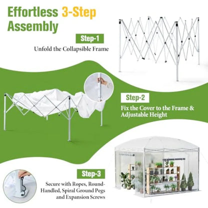 10x10x8.5 FT Heavy-Duty Walk-In Polycarbonate Outdoor Greenhouse