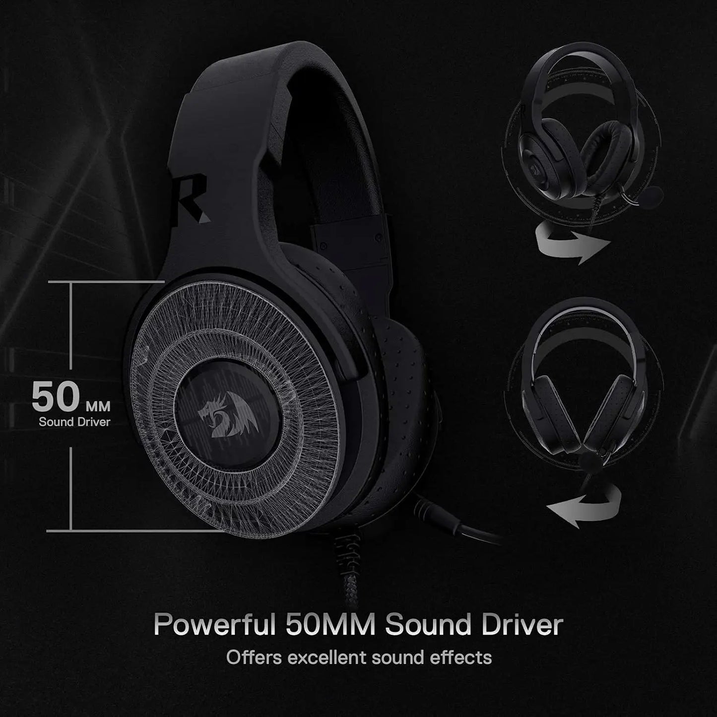 Redragon H350 RGB Wired Gaming Headset with 50mm Drivers