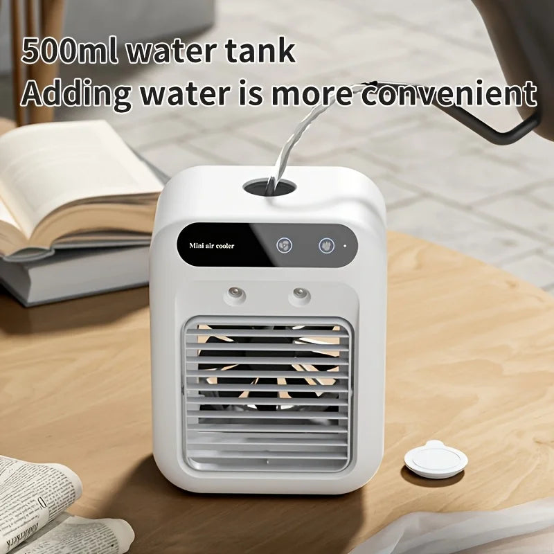 Portable USB Desktop Air Cooler with 1800mAh Battery and Water Tank