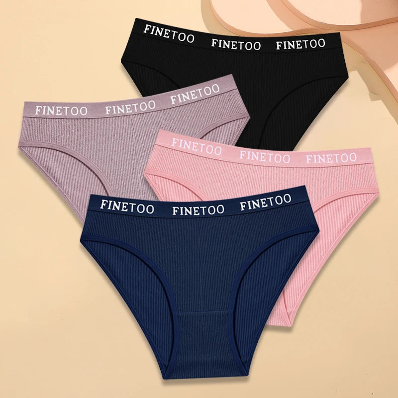 FINETOO 4Pcs Cotton Breathable Panties