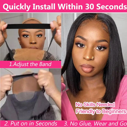 Wear And Go Glueless Human Hair Bob Straight Wig