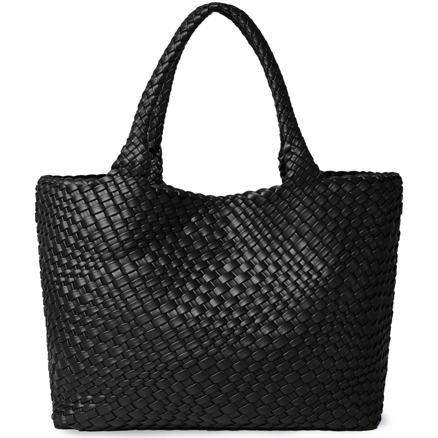 Large Woven Leather Tote Bag & Clutch Set