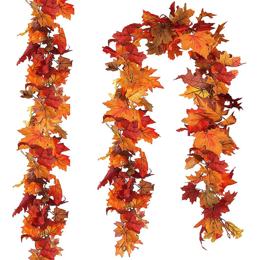 Artificial Fall Leaf Wreath & Hanging Garland (100cm)