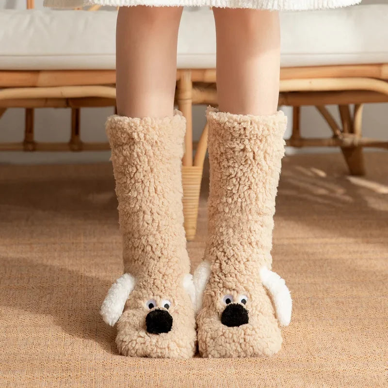 Animal Face Warm Carpet Socks
