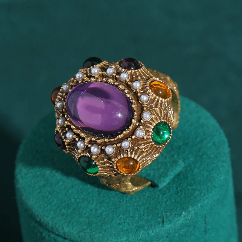 18K Gold-Plated Vintage Baroque Oval Ring