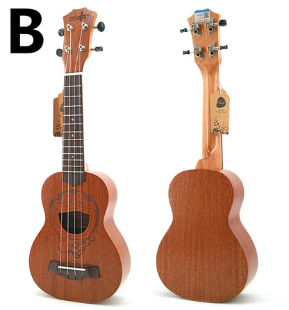 21-Inch Soprano Ukulele Starter Kit - Mahogany Wood & Nylon Strings