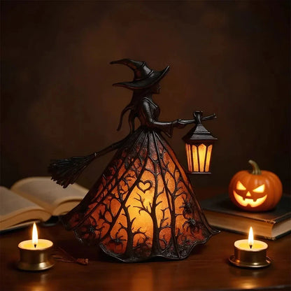 Gothic Halloween Witch Lantern LED Night Light Statue