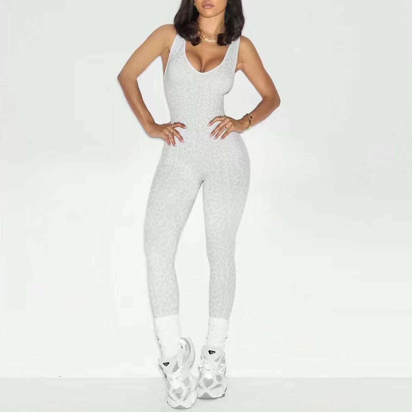 Leopard Print Scrunch Athletic Suit