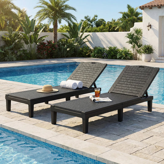 2PCS 5 Position Adjustable Pool Reclining Chair