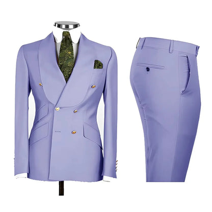Men's Formal Double-Breasted Business & Wedding Suit Set