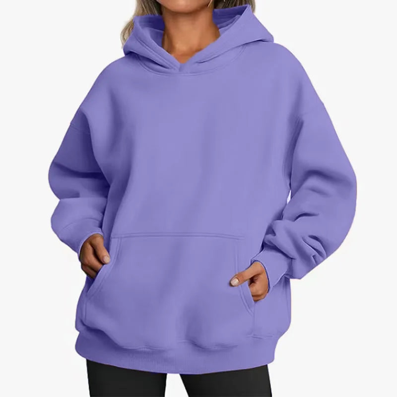 Women's Oversized Fleece Warm Hoodie - Casual Loose Fit Autumn Winter Pullover Sweatshirt