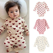 Heart Print Baby Girl 100% Cotton Long Sleeve Romper
