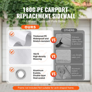 SucceBuy Carport Replacement  Tarp Heavy-Duty Waterproof & UV Protected.