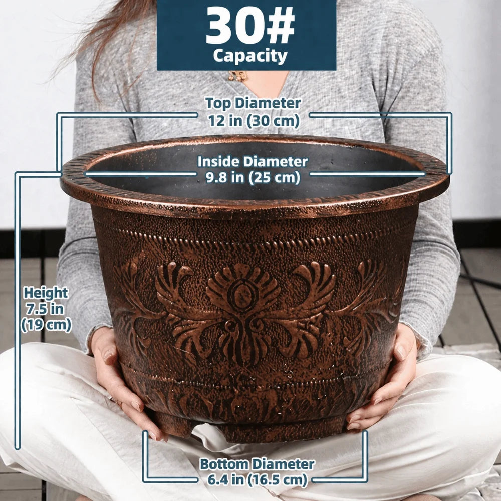 Resin Lotus Planter Pot - 7.5L Vintage Water Reservoir & Retro Flower Pot