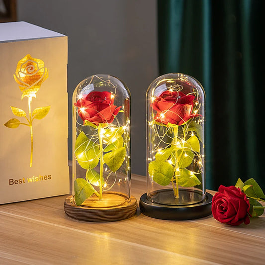 Artificial Eternal Rose LED Light in Glass Cover