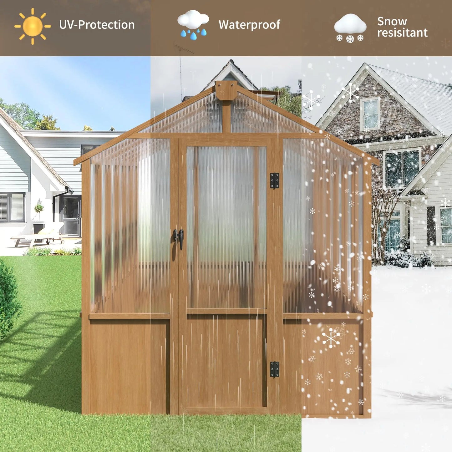 VIWAT Wooden Greenhouse with Vent Roof