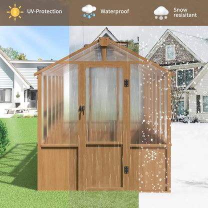 VIWAT Wooden Greenhouse with Vent Roof
