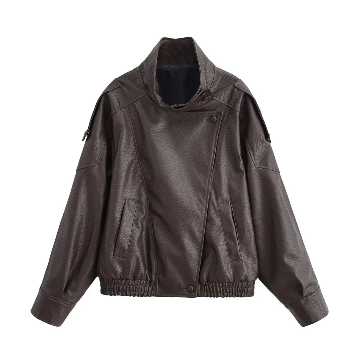Women's Elegant High Street Asymmetric Button Zip-Up Jacket