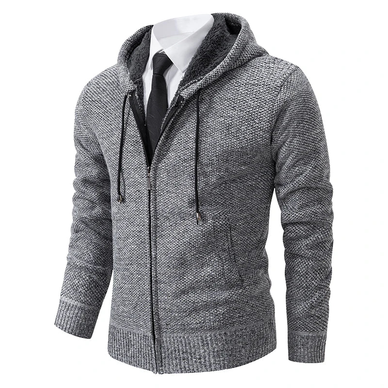 Men's Fleece Stand Collar Zip-Up Sweater Jacket