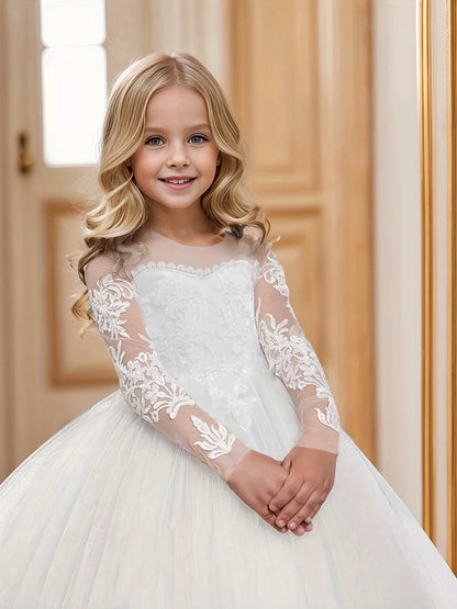 Girls' Lace  Wide Bottom Dress