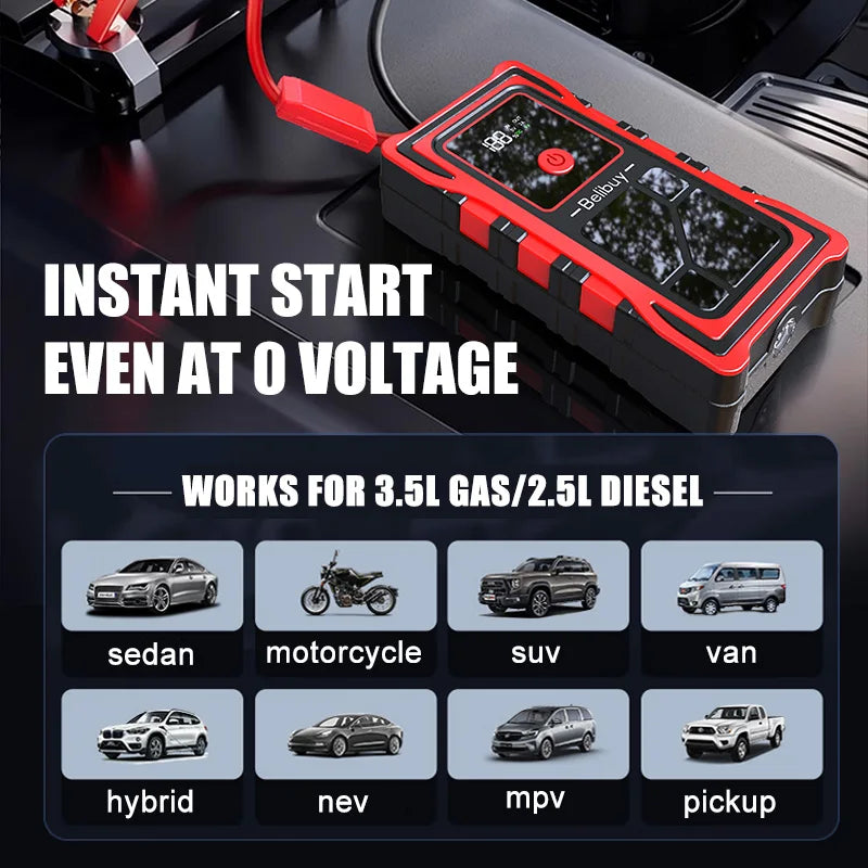 800A Peak 12V Portable Car Jump Starter – Emergency Battery Booster & Power Bank with LED Light