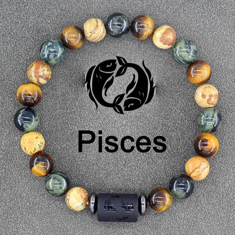 12 Zodiac Sign Constellation Beaded Charm Bracelet