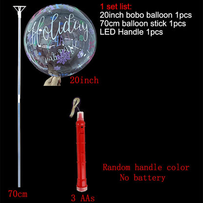 Christmas LED Light Up Bobo Balloons, 20 Inch Bubble Balloons with 3 Levels Flashing Handle