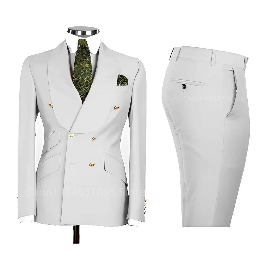 Men's Formal Double-Breasted Business & Wedding Suit Set