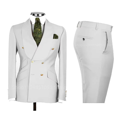 Men's Formal Double-Breasted Business & Wedding Suit Set