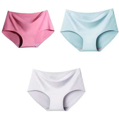 Women's Ice Silk Seamless Panties (3-Pack) – Mid-Waist Invisible Briefs