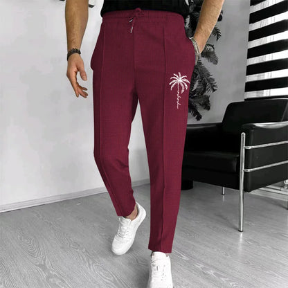 Men's Slim Fit Waffle Knit Athletic Jogger Pants with Pockets