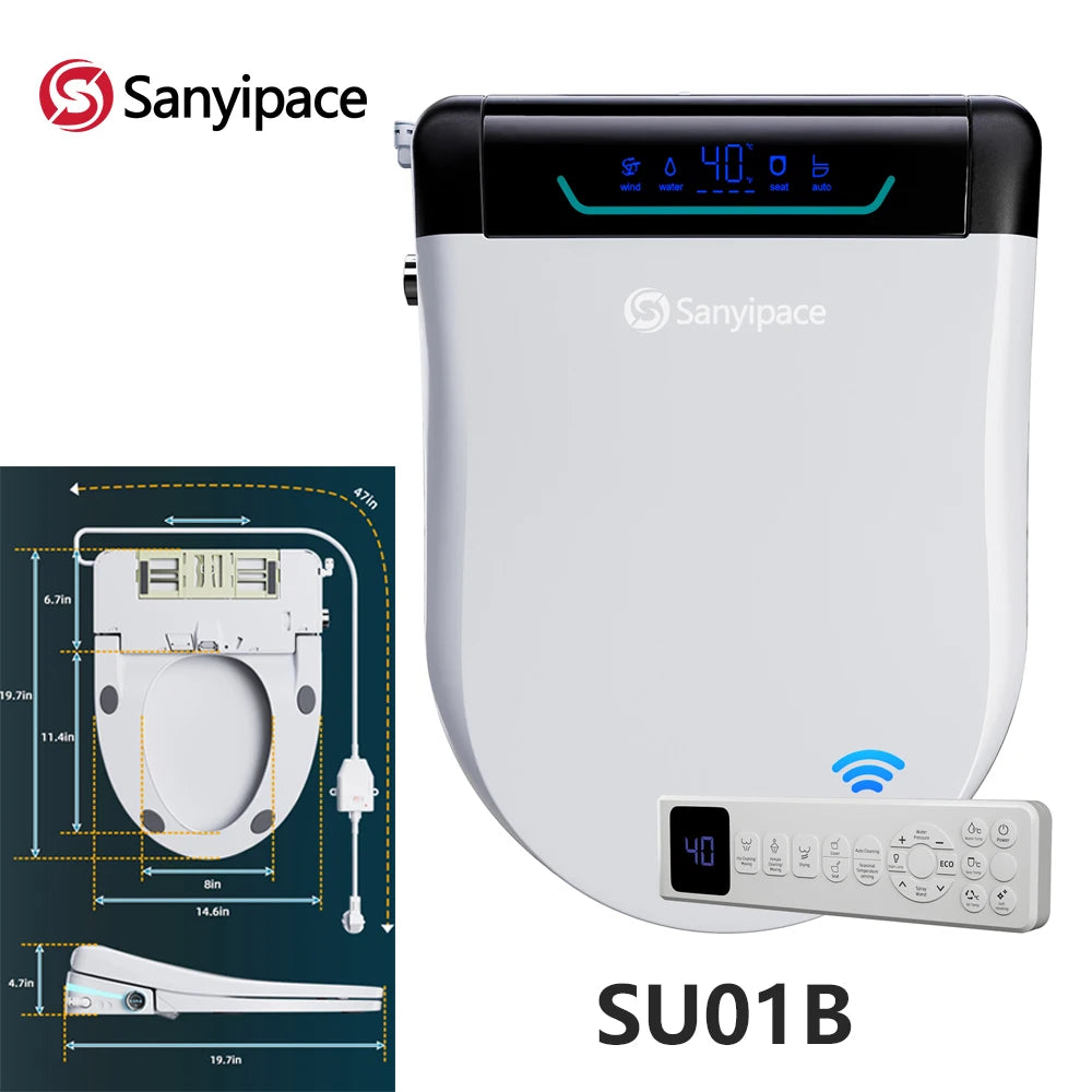Sanyipace Smart Toilet Seat with Dual Nozzle for Rear Wash