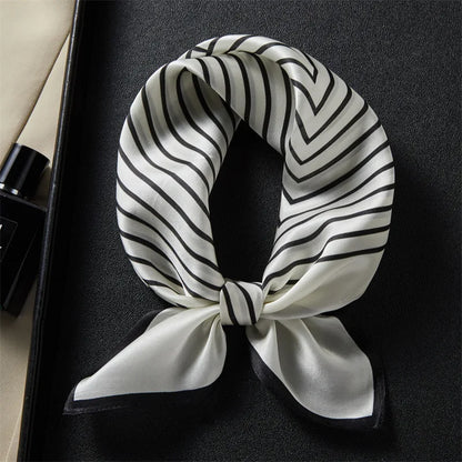 VISUAL AXLES 100% Mulberry Silk Striped Square Scarf (21" x 21")
