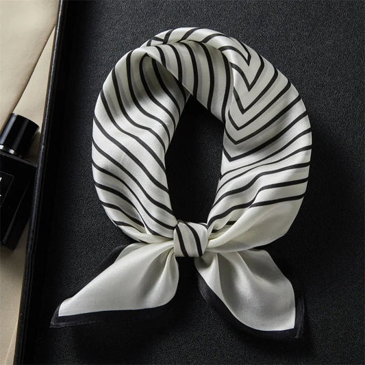 VISUAL AXLES 100% Mulberry Silk Striped Square Scarf (21" x 21")