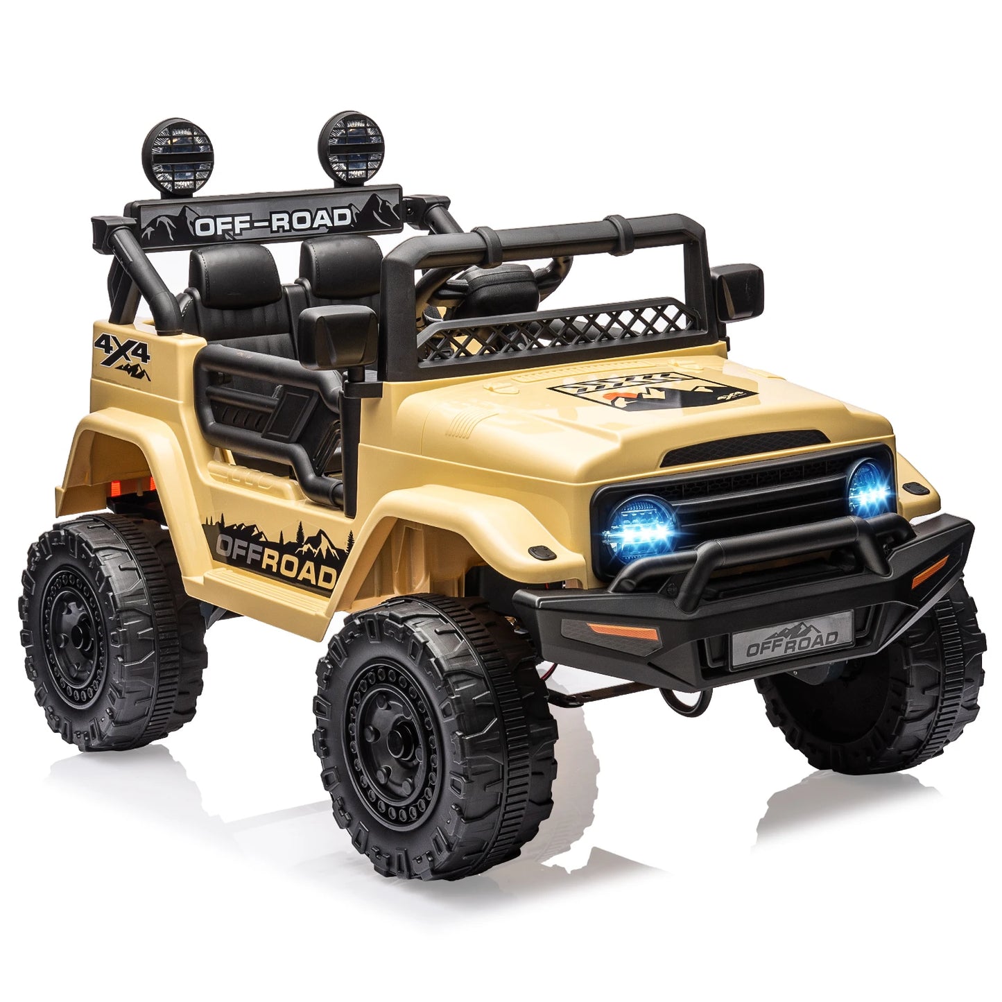 12V Ride On Truck with Remote Control Spring Suspension Bluetooth Connectivity and Led Lights