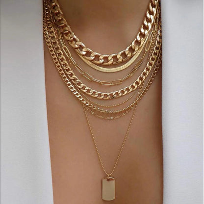 Trendy Geometric Bead Multilayer Crystal Necklace