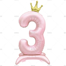 42" Colored Number Stand Foil Balloons with Crown Figures