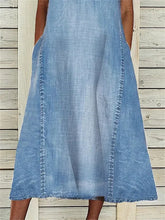 Double Pocket Thin Denim Sleeveless Dress