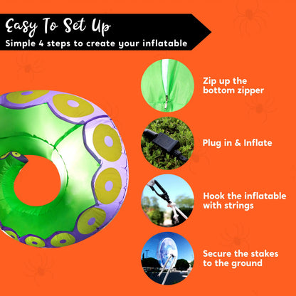3 Pcs Giant Halloween Inflatable Octopus Tentacles with Built-in LEDs