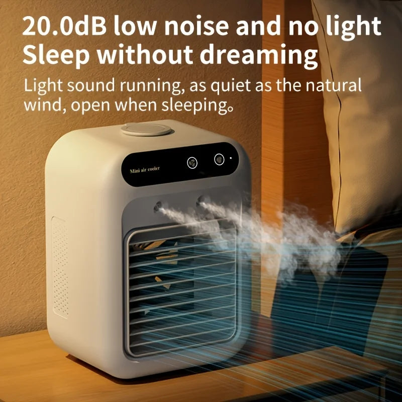 Portable USB Desktop Air Cooler with 1800mAh Battery and Water Tank
