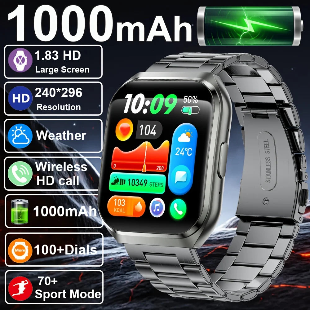 Men's Outdoor Rugged Smartwatch with 1000mAh Battery (IP68 Waterproof)