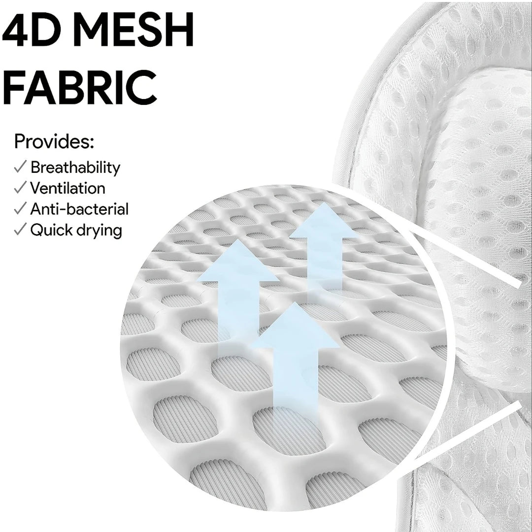 4D 6 Non-Slip Suction Cups Contouring Ergonomic Design Bathtub Neck Pillow