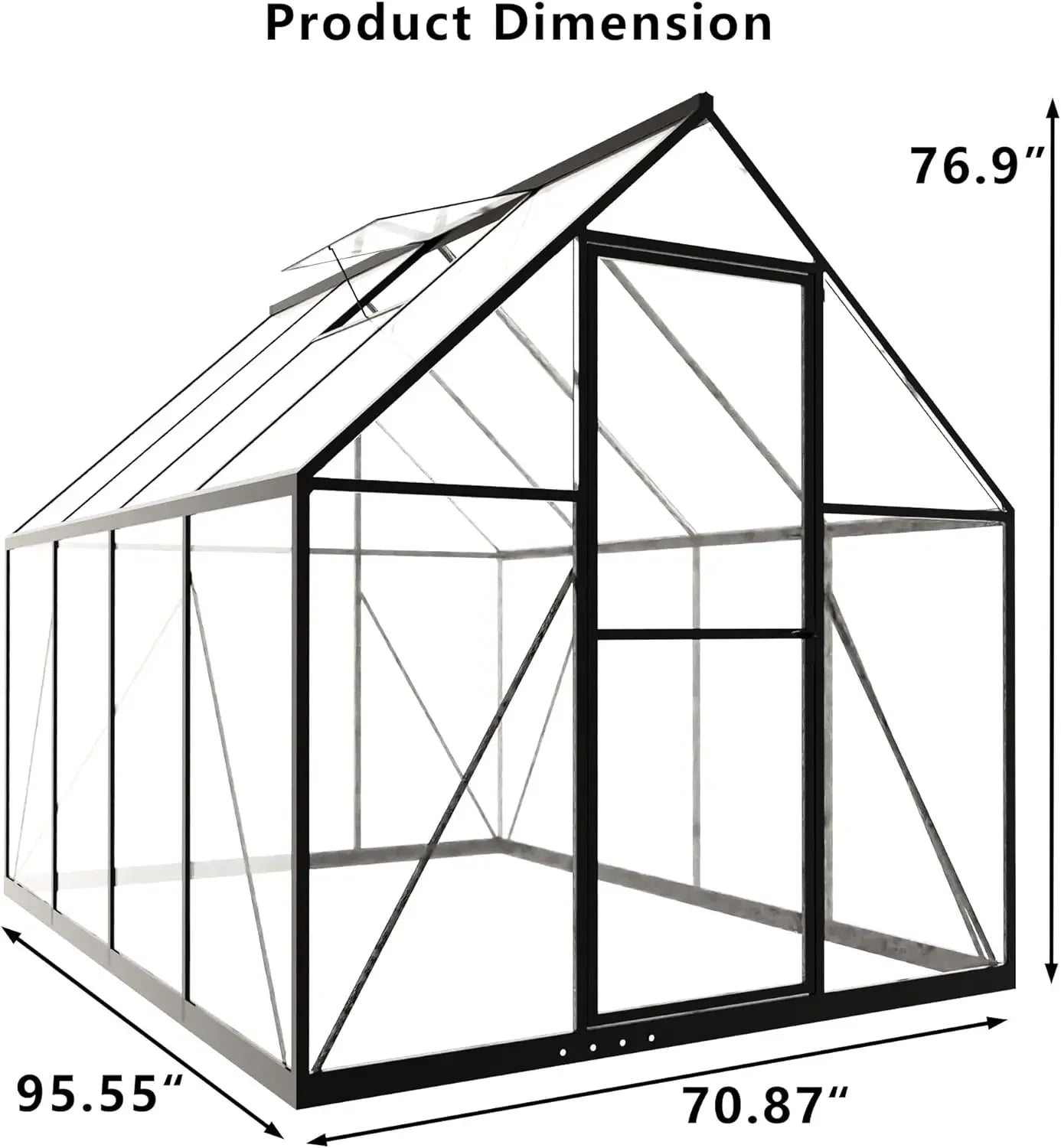 6 x 8FT Polycarbonate Greenhouse with Roof Air Vent