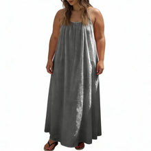 Backless Casual Solid Color Loose Fitting Sleeveless Dress