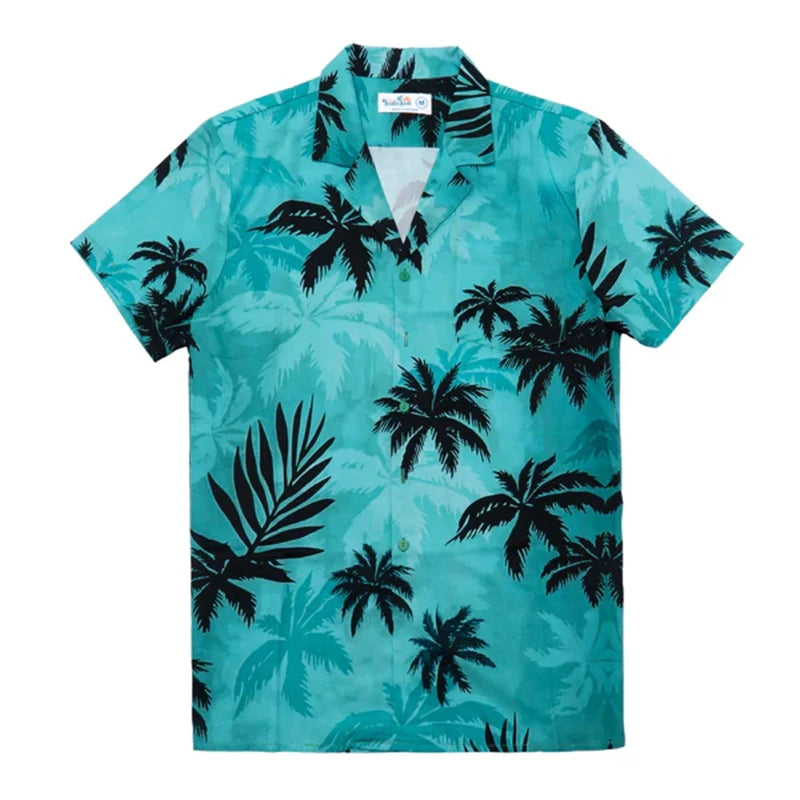 Men’s Vintage 3D Printed Casual Short Sleeve Button-Down Shirt – Summer Beach & Streetwear Top