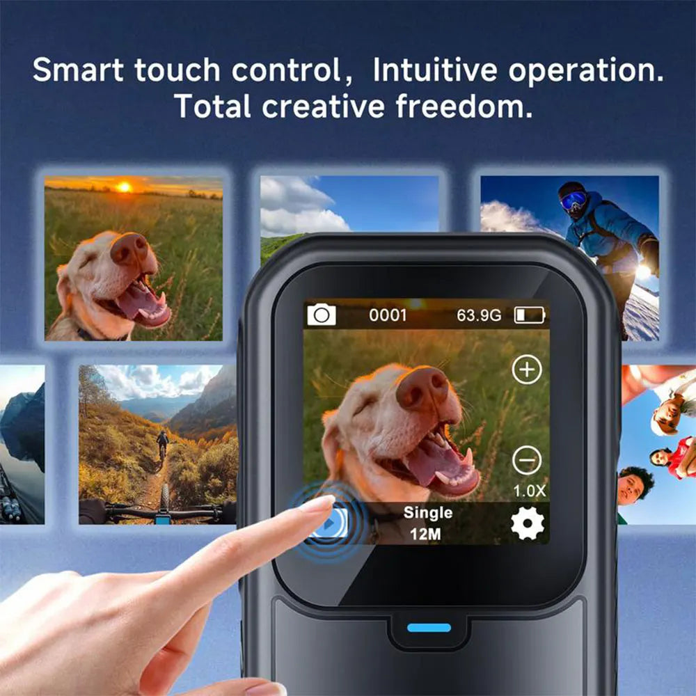 5K WiFi Magnetic Pocket Action Camera with 6-Axis Stabilization and Touch Screen