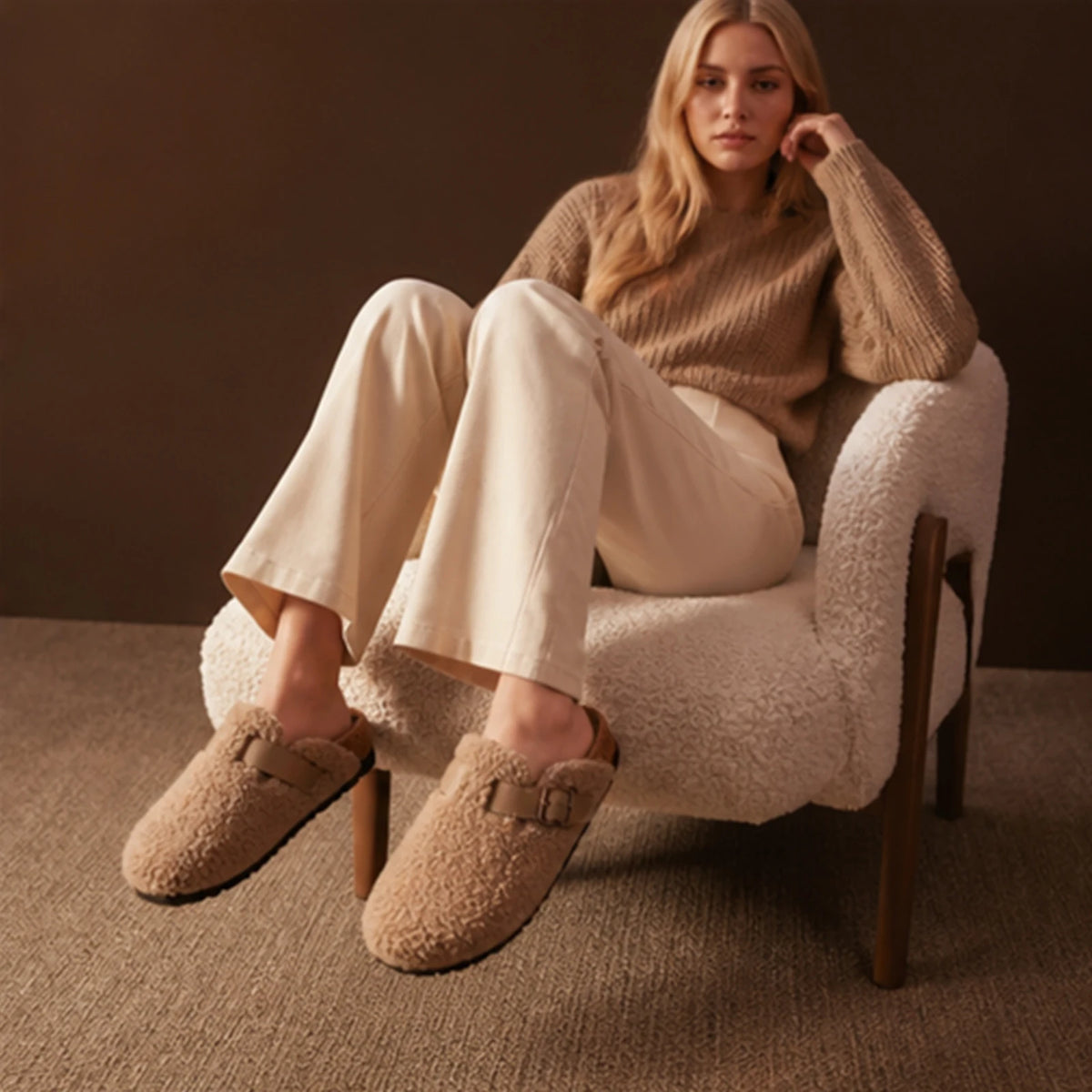 Evshine Winter Women’s Furry Cork Clogs