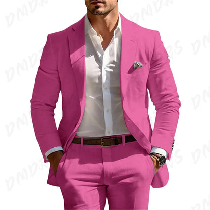 Men’s Formal Slim-Fit Suit Set – Premium Single-Breasted Wedding & Business Tuxedo