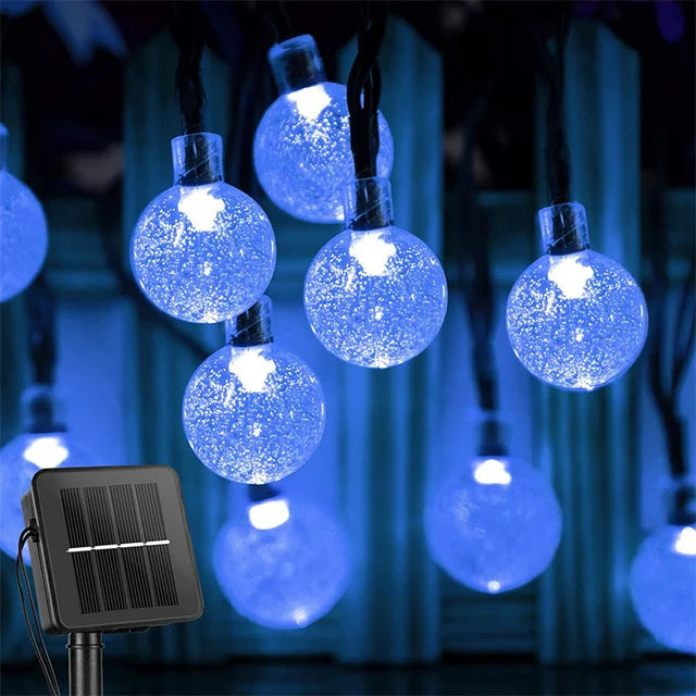 Solar Outdoor Crystal Globe String Lights with 8 Lighting Modes