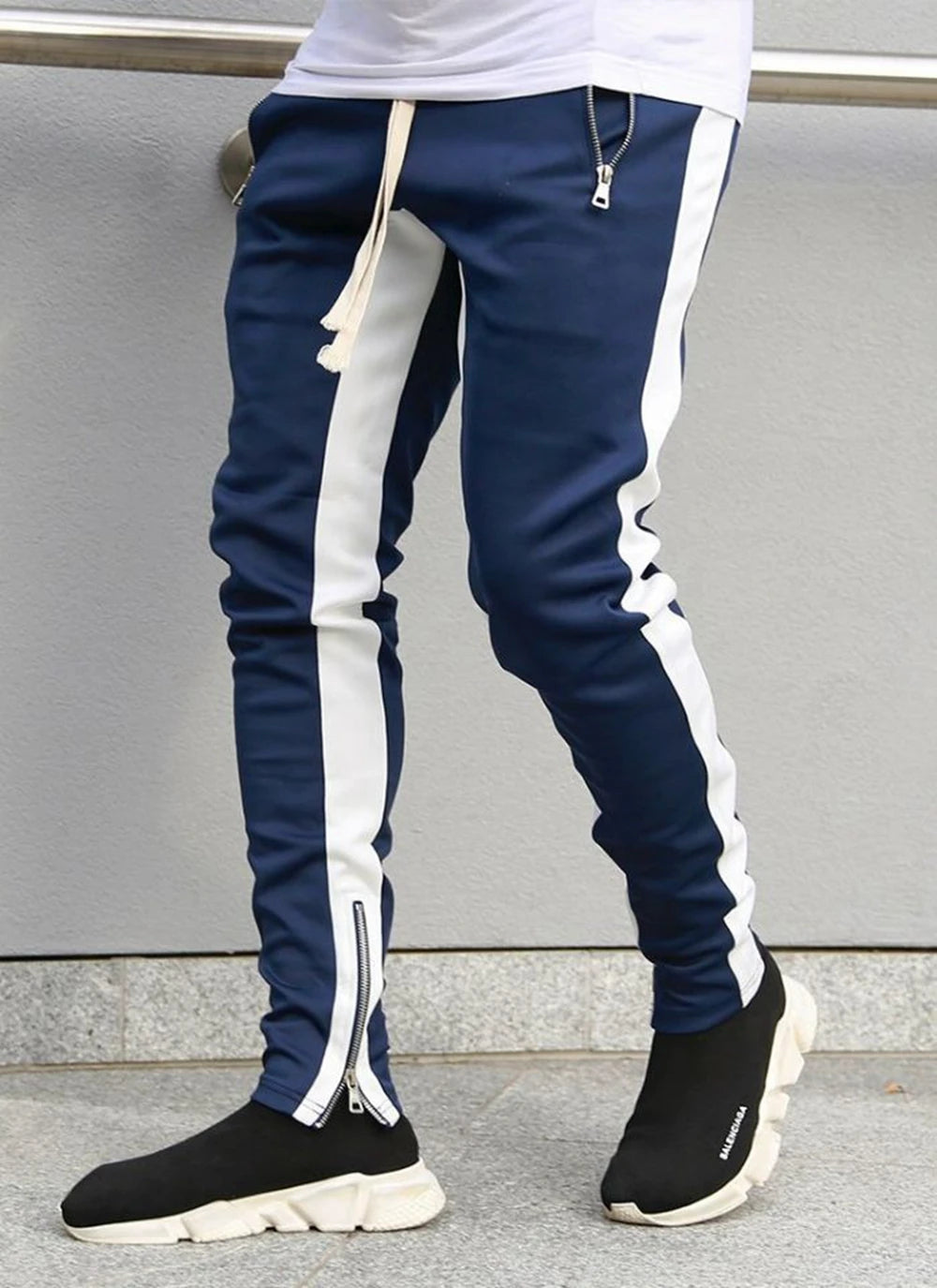 Men's Athletic Plaid Track Sweatpants - Breathable Gym Joggers with Zipper Pockets